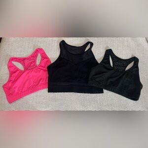 Zyia Size XL 2 Black and 1 Pink Sports Bras